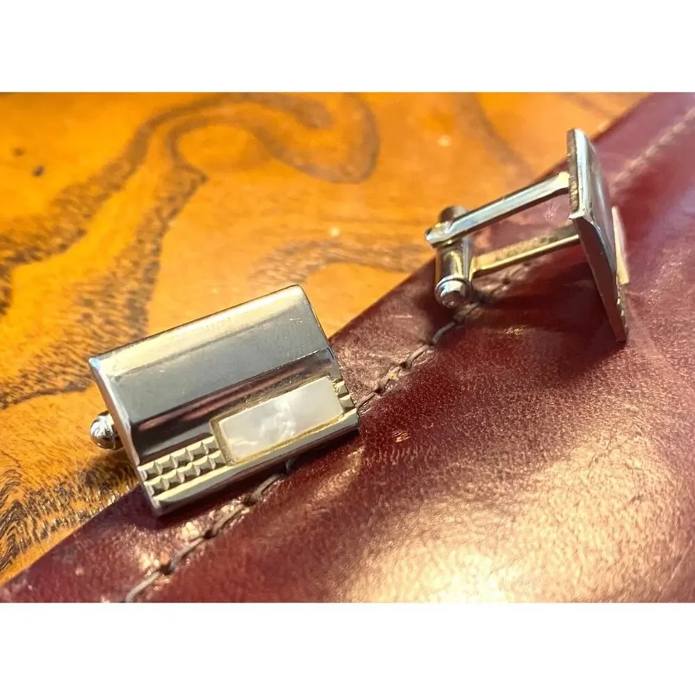 VTG Gold Tone Cufflinks with MOP Inlay